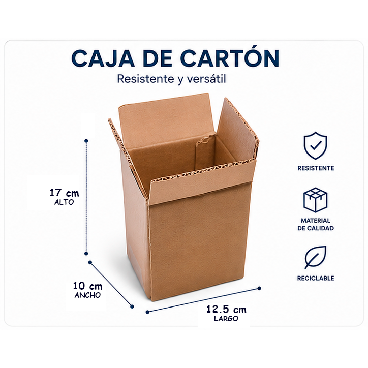 1251017 Paquete de cajas de carton medida 12.5x10x17cms para e-commerce